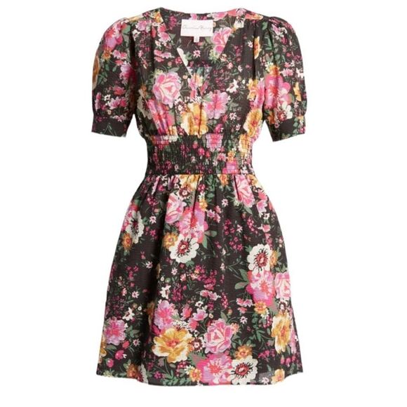 NEW - CHARLES HENRY Floral Smocked Waist Minidress - Picture 3 of 8